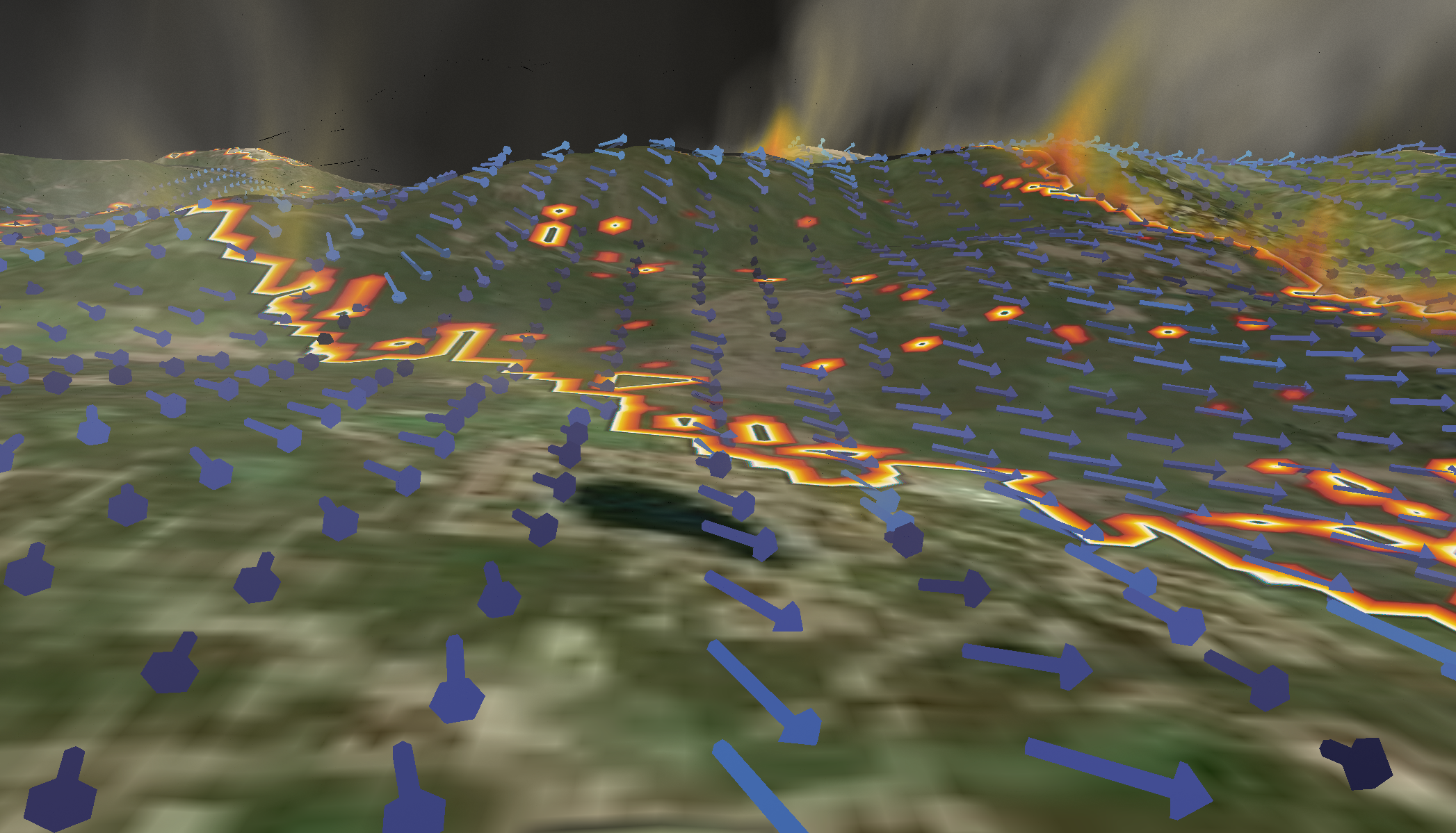 VAPOR visualization of the East Troublesome fire in 2020 from a Grand Lake, Colorado, perspective.